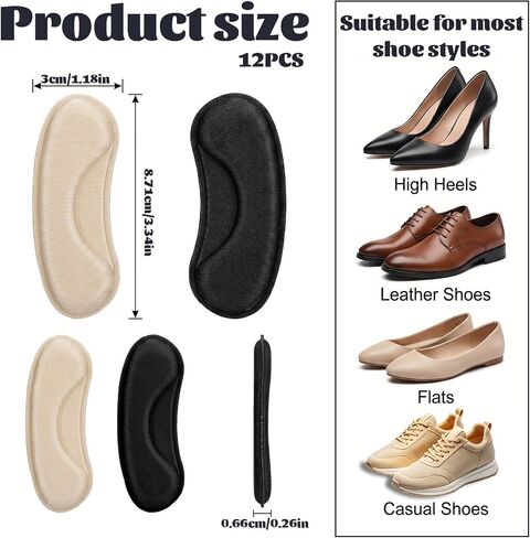 6 Pairs Back of Heel Cushion Pads, Anti Slip Heel Grips for Loose Shoes Ankle Protector for Shoes Fits Heels Flats Sneakers Loafers and Dress Shoes in Kuwait