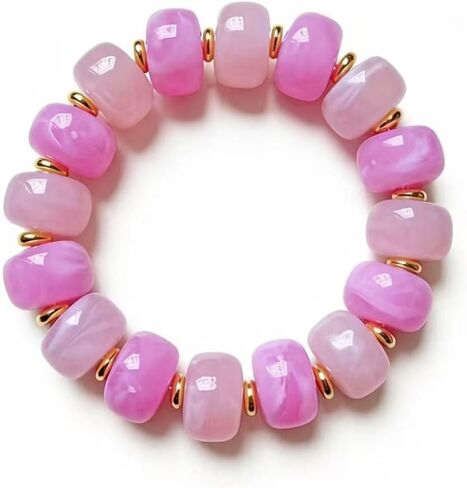 Chunky Beaded Bracelets for Women Boho Multicolor Beads Elastic Stretch Adjustable Statement Bracelet Summer Beach Vacation Jewelry in Kuwait