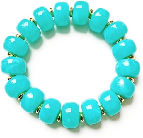 Chunky Beaded Bracelets for Women Boho Multicolor Beads Elastic Stretch Adjustable Statement Bracelet Summer Beach Vacation Jewelry in Kuwait