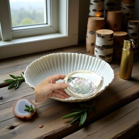 2Pcs Colorful Fashionable Large Abalone Shell Bowl, 4-4.5 Inch Exquisite Natural Sea Shell Smudge Bowl for Sage Burning and Incense for Decor, Display and Great Gift, Incense Holders, Decorations in Saudi Arabia