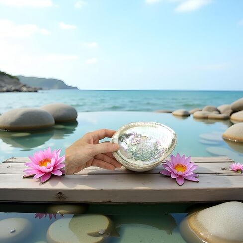 2Pcs Colorful Fashionable Large Abalone Shell Bowl, 4-4.5 Inch Exquisite Natural Sea Shell Smudge Bowl for Sage Burning and Incense for Decor, Display and Great Gift, Incense Holders, Decorations in Saudi Arabia