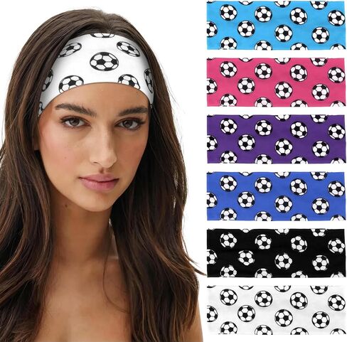 ANBALA 6 Pcs Soccer Headbands for Women Girls Elastic Sweatband Headbands Adjustable Athletic Headband for Daily, Running, Football in Saudi Arabia