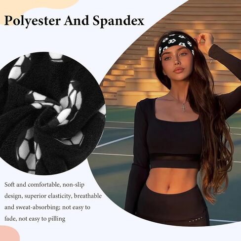 ANBALA 6 Pcs Soccer Headbands for Women Girls Elastic Sweatband Headbands Adjustable Athletic Headband for Daily, Running, Football in Saudi Arabia