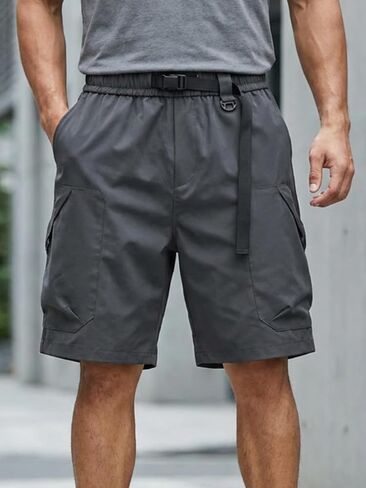 Men's Cargo Shorts Elastic Waist Casual Summer Outdoor Work with Pockets in Kuwait