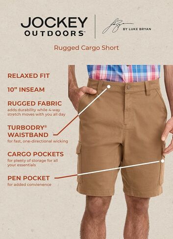 Jockey Outdoors Men's Casualwear 10" Rugged Cargo Short in Kuwait