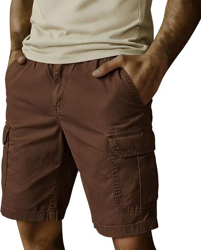 Men's Cargo Shorts Lightweight Casual Elastic Waist Shorts with Pockets Relaxed Fit for Outdoor Hiking Work Summer in Kuwait