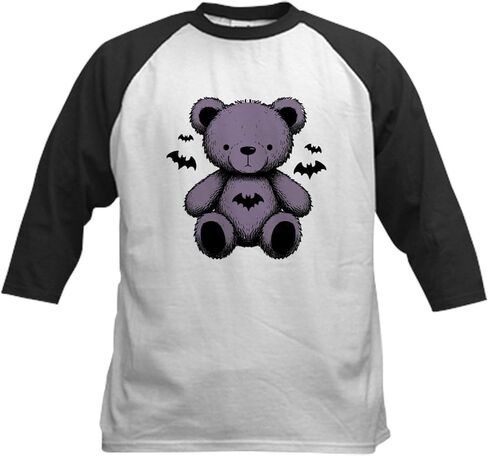 CafePress Batty Bear Purple Baseball Jersey Kids Cotton Baseball Jersey, 3/4 Raglan Sleeve Shirt in Kuwait