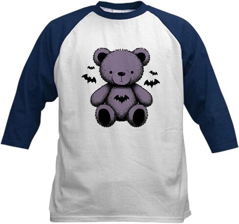 CafePress Batty Bear Purple Baseball Jersey Kids Cotton Baseball Jersey, 3/4 Raglan Sleeve Shirt in Kuwait