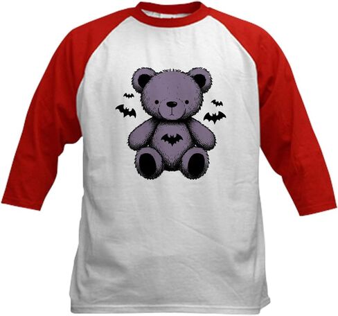 CafePress Batty Bear Purple Baseball Jersey Kids Cotton Baseball Jersey, 3/4 Raglan Sleeve Shirt in Kuwait