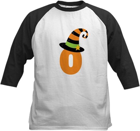 CafePress Halloween Letter O Witch Monogram Kids Baseball Je Kids قطن بيسبول جيرسي، 3/4 قميص بأكمام راجلان in Kuwait