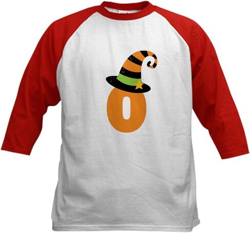 CafePress Halloween Letter O Witch Monogram Kids Baseball Je Kids قطن بيسبول جيرسي، 3/4 قميص بأكمام راجلان in Kuwait