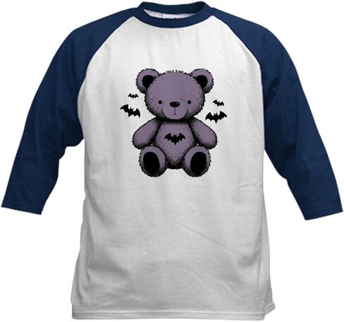 تي شيرت بيسبول للأطفال باللون الأرجواني من CafePress Batty Bear، قميص بيسبول قطني للأطفال، قميص بأكمام 3/4 راجلان in Kuwait