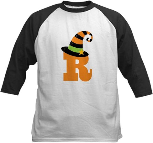 CafePress Halloween Letter R Witch Monogram Kids Baseball Je Kids Cotton Baseball Jersey, 3/4 Raglan Sleeve Shirt in Kuwait