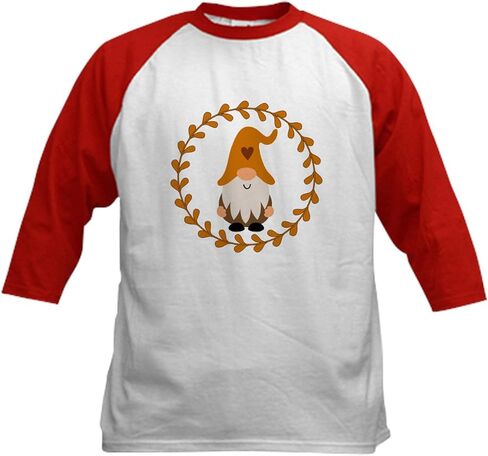 CafePress Autumn Gnome Wreath Baseball Jersey Kids Cotton Baseball Jersey, 3/4 Raglan Sleeve Shirt in Kuwait