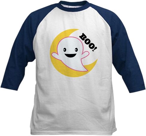 CafePress Halloween Ghost Cute Kids Baseball T Shirt Kids Cotton Baseball Jersey, 3/4 Raglan Sleeve Shirt in Kuwait
