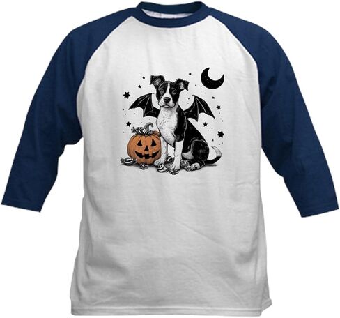 تي شيرت CafePress Halloween Puppy Kids Baseball للأطفال مصنوع من القطن جيرسي البيسبول، قميص بأكمام راجلان 3/4 in Kuwait