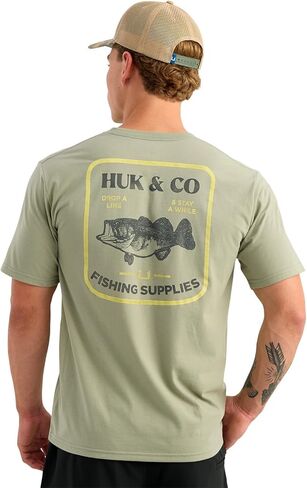 تي شيرت رجالي بأكمام قصيرة من HUK، تي شيرت صيد السمك للرجال، Huk and Co - Seagrass، XX-Large in Kuwait