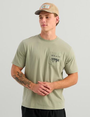 تي شيرت رجالي بأكمام قصيرة من HUK، تي شيرت صيد السمك للرجال، Huk and Co - Seagrass، XX-Large in Kuwait