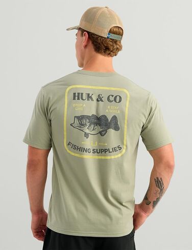 تي شيرت رجالي بأكمام قصيرة من HUK، تي شيرت صيد السمك للرجال، Huk and Co - Seagrass، XX-Large in Kuwait