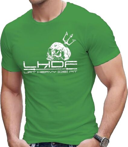 Skull and Trident T-Shirt - Motivational Weightlifting Shirts for Men and Women - Gym Training Motivation - Skeleton Tee in Kuwait