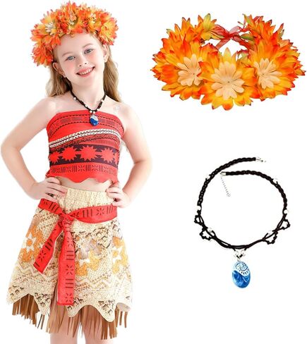 Princess Adventure Ocean Costume for Girls Dress Halloween With Necklace and Garlands in Saudi Arabia