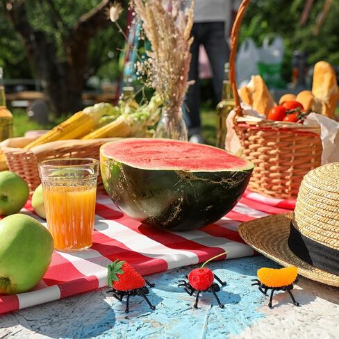 GlikCeil 3 Pcs Fake Ants Carrying Fruit Decor Summer Picnic Cookout BBQ Party Decoration Tiered Tray Decor for Spring Summer Picnic Favors in Kuwait