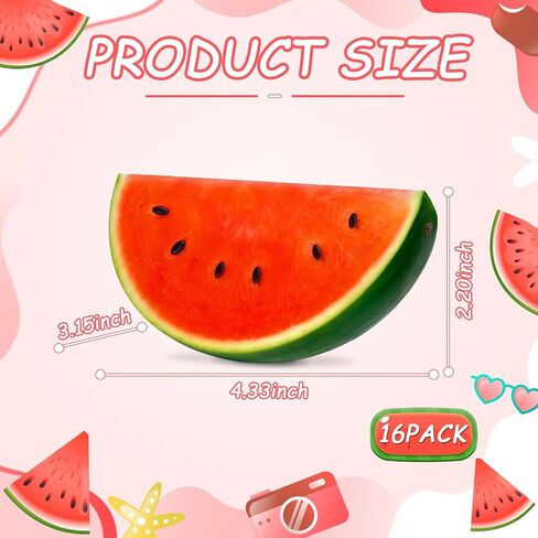 16 Pcs Fake Watermelon Artificial Realistic Simulation Watermelon Slices Faux Fruit Decoration for Photography Props Home House Party Kitchen in Saudi Arabia