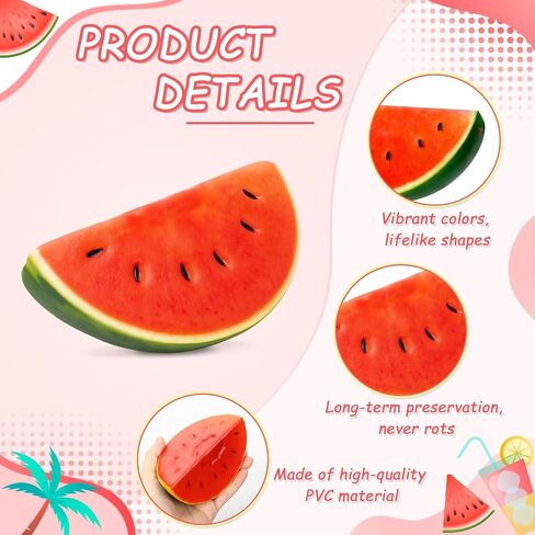 16 Pcs Fake Watermelon Artificial Realistic Simulation Watermelon Slices Faux Fruit Decoration for Photography Props Home House Party Kitchen in Saudi Arabia