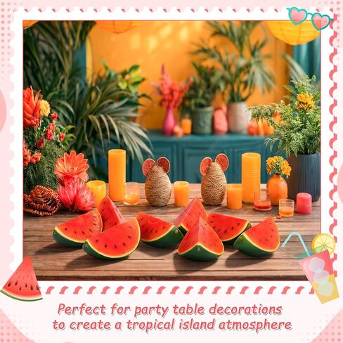 16 Pcs Fake Watermelon Artificial Realistic Simulation Watermelon Slices Faux Fruit Decoration for Photography Props Home House Party Kitchen in Saudi Arabia