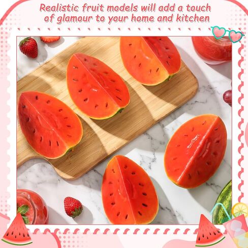 16 Pcs Fake Watermelon Artificial Realistic Simulation Watermelon Slices Faux Fruit Decoration for Photography Props Home House Party Kitchen in Saudi Arabia