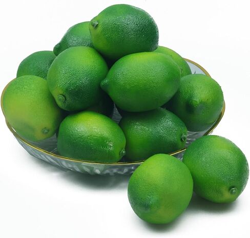 13 PCS Fake Limes Artificial Fruit Decor Fake Green Lemons Plastic Fruit Artificial Food for Display Faxu Lemon Limes Decorations for Home Kitchen Party Bowl Photography Prop(13 Green) in Saudi Arabia