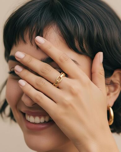 YeGieonr Gold Rings for Women Non tarnish Stainless Steel Womens Rings Dainty 18K Gold Plated Rings in Saudi Arabia