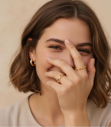 YeGieonr Gold Rings for Women Non tarnish Stainless Steel Womens Rings Dainty 18K Gold Plated Rings in Saudi Arabia