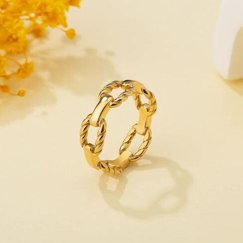 YeGieonr Gold Rings for Women Non tarnish Stainless Steel Womens Rings Dainty 18K Gold Plated Rings in Saudi Arabia