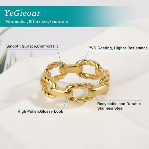 YeGieonr Gold Rings for Women Non tarnish Stainless Steel Womens Rings Dainty 18K Gold Plated Rings in Saudi Arabia