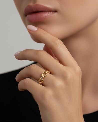 YeGieonr Gold Rings for Women Non tarnish Stainless Steel Womens Rings Dainty 18K Gold Plated Rings in Saudi Arabia