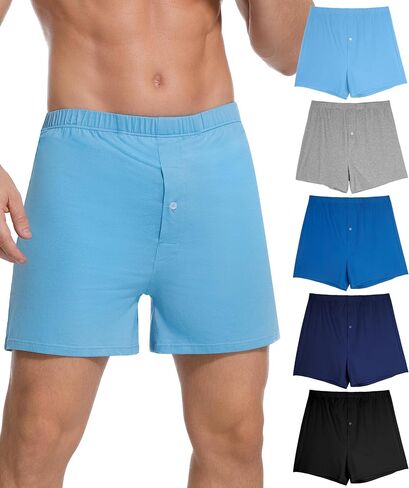 Incontinence Underwear for Men, Reusable Washable Leakproof Cotton Breathable Lounge Boxers 80ml Multipack (Multicolor01, Large) in Kuwait