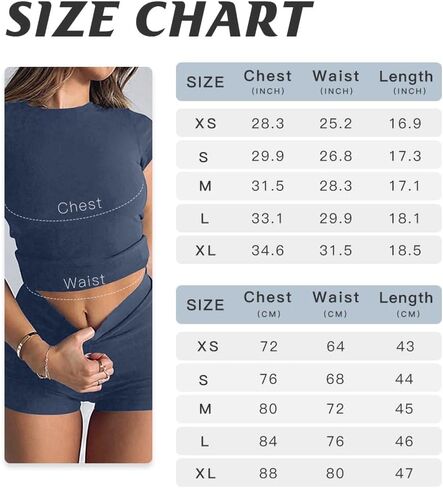 Womens 2 Piece Shorts Set Casual Comfy Cute Tracksuit Outfits Summer Slim Fitted Short Sleeve Tops in Kuwait