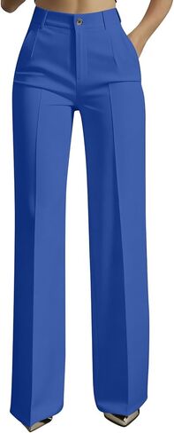 Womens Dress Pants Casual Wide Leg High Waisted Trousers Breathable Stretch Dressy Office Business Slacks with Pockets in Kuwait
