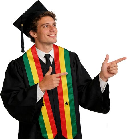 Ghana Graduation Sash Stole International Study Abroad Unisex Ghana Flag Graduation Scarf in Kuwait