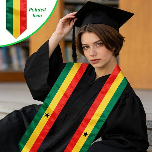 Ghana Graduation Sash Stole International Study Abroad Unisex Ghana Flag Graduation Scarf in Kuwait