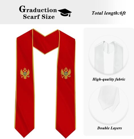 Montenegro Country Flag Graduation Stole Sash Double-Layer Ceremonial Scarf in Saudi Arabia