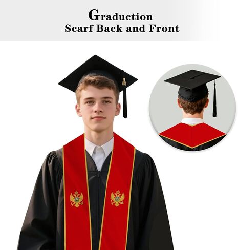 Montenegro Country Flag Graduation Stole Sash Double-Layer Ceremonial Scarf in Saudi Arabia