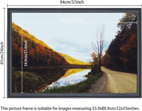 22x35 inch Picture Frame Solid Wood Black,Suitable for Panoramic Photo Frame, Posters,Painting,Group Photo,Puzzle (A23B2235) in Saudi Arabia