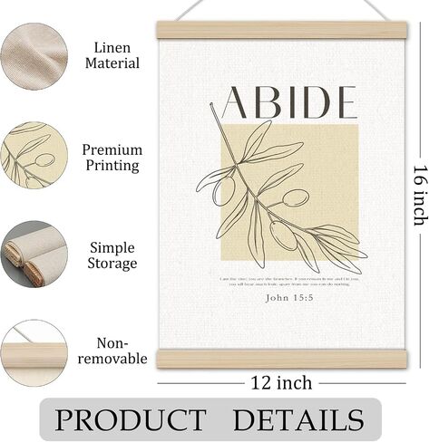 Christian Poster Hanger Frame 12x16 Inch, Bible Verses Wall Decor, I Am the Vine, You Are the Branches Religious Scripture Wall Art Decor for Church Home Room Office in Kuwait