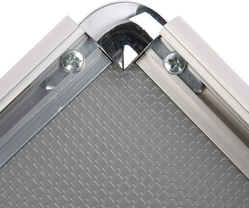 M&T Displays Snap Poster Frame 16x20 Inch Silver 1" Aluminum Profile Front Loading Wall Mounting Picture Photo Document Certificate Sign Holder Round Corner Anti Glare Cover in Saudi Arabia