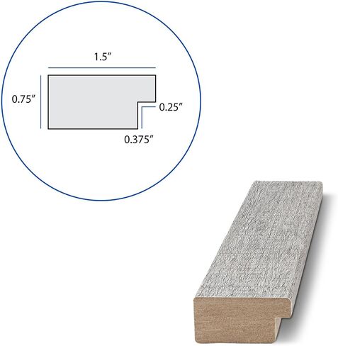 ArtToFrames 11x14 Inch Brown Picture Frame, This 1.50 Inch Custom Poster Frame is Winter White Barnwood 1.5 Inch - Comes with Regular Glass and Corrugated Backing (WOMRFB-150-NAT-11x14) in Kuwait