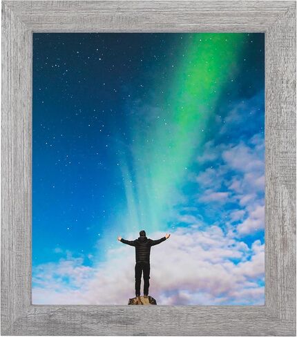 ArtToFrames 11x14 Inch Brown Picture Frame, This 1.50 Inch Custom Poster Frame is Winter White Barnwood 1.5 Inch - Comes with Regular Glass and Corrugated Backing (WOMRFB-150-NAT-11x14) in Kuwait