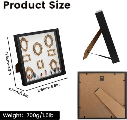 DIY Shadow Box Kit for Personalized Memories, Custom Memory Display with Mini Figurines and Gold Frames, Creative Home Decor Gift for Wedding Anniversary & Family Photos (Black,Without Lights) in Saudi Arabia