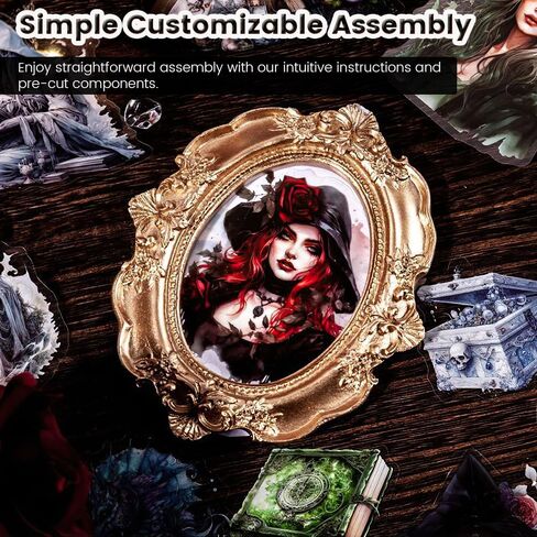 DIY Shadow Box Kit for Personalized Memories, Custom Memory Display with Mini Figurines and Gold Frames, Creative Home Decor Gift for Wedding Anniversary & Family Photos (Black,Without Lights) in Saudi Arabia